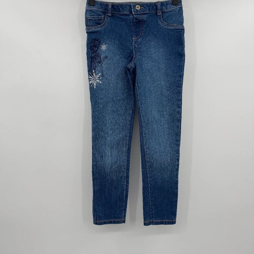 Disney Jumping Beans Jeans Girls 8 Blue Frozen Embroidered Elsa Limited Edition